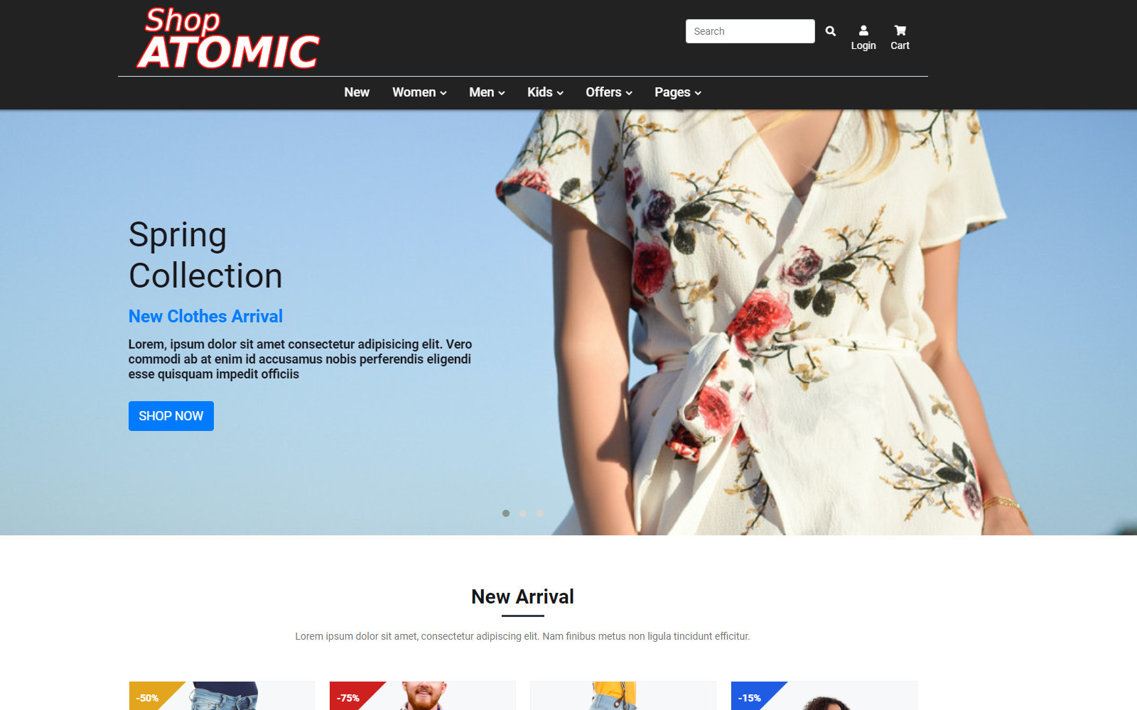 Shop Atomic - Faschion Shop Bootstrap HTML Website Template
