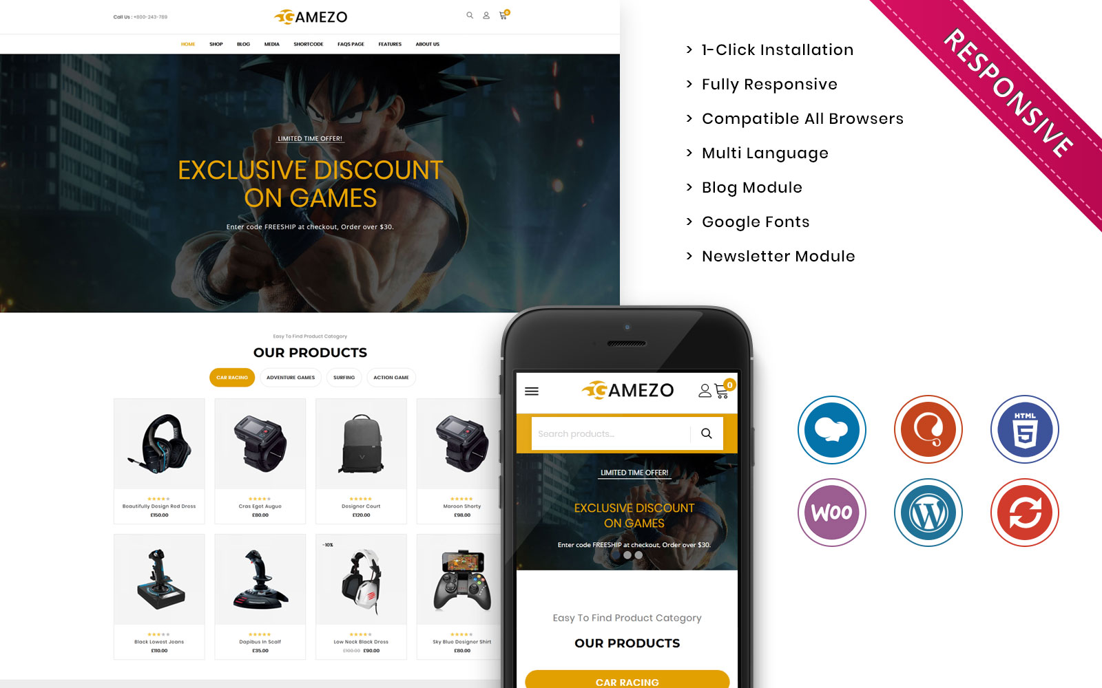 WooCommerce Theme namens "Gamezo - The Branded Gaming" #102406