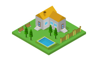 Isometric House on a white background - Vector Image