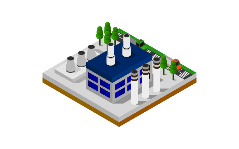 Isometric Industry on white background - Vector Image Vector Graphic