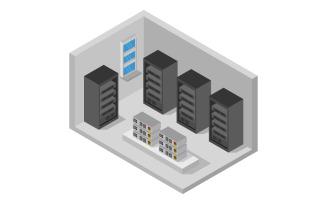 Isometric Server Room - Vector Image