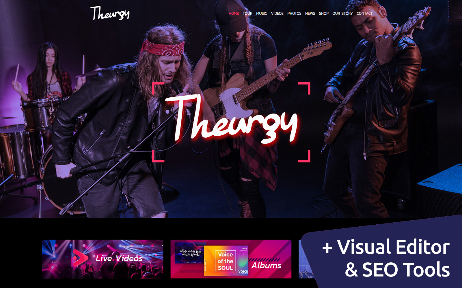 Modello Moto CMS 3 Responsive #102545 "Theurgy - Music Band"