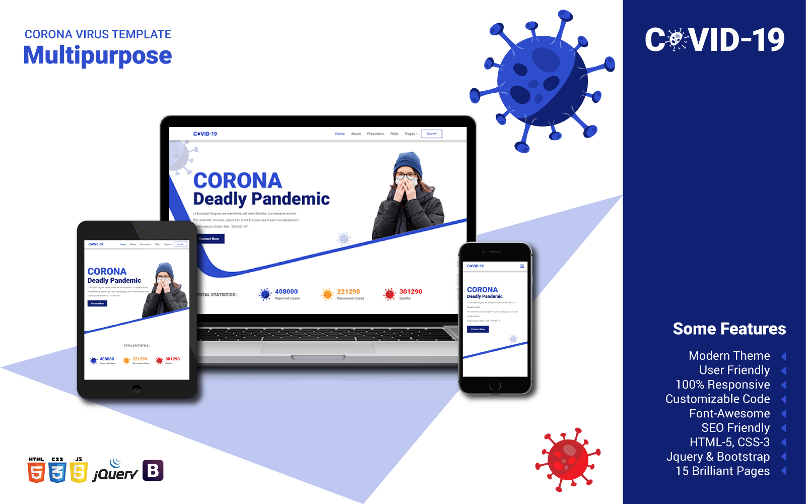 "Multipurpose Corona" modèle web adaptatif #102596