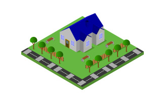 Isometric and colorful house - Vector Image