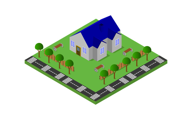 Isometric and colorful house - Vector Image Vector Graphic