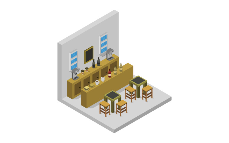 Isometric bar room on a white background - Vector Image Vector Graphic