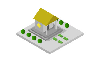 Isometric colored bank - Vector Image