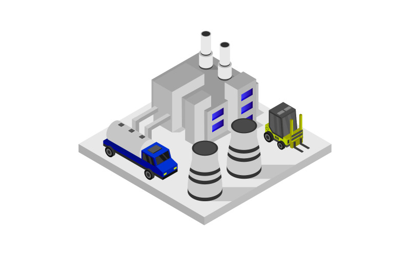 Isometric industry on white background - Vector Image Vector Graphic