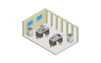 Isometric office - Vector Image