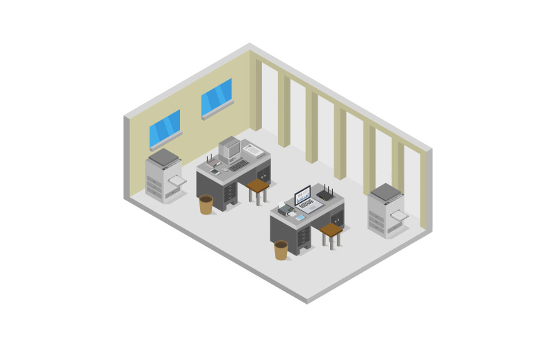 Isometric office - Vector Image Vector Graphic