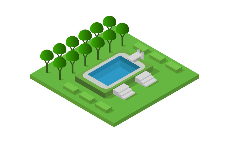 Isometric swimming pool - Vector Image Vector Graphic