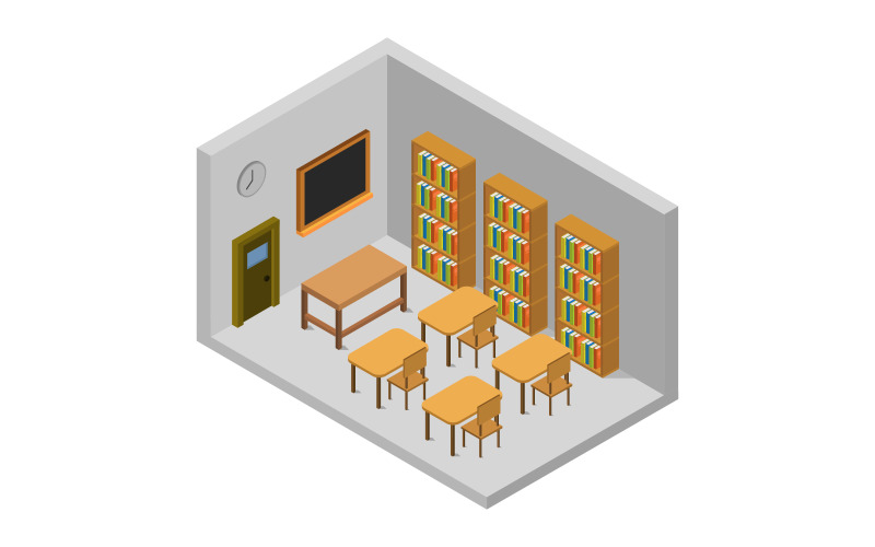 Isometric university room on white background - Vector Image Vector Graphic