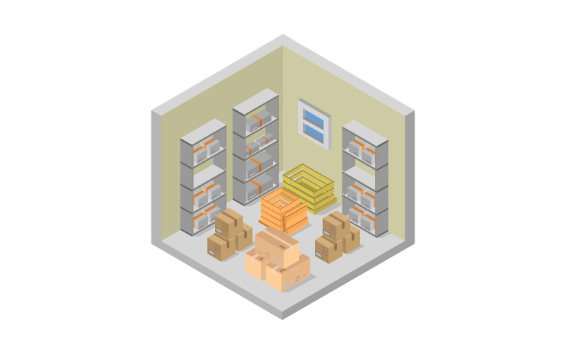 Isometric warehouse on white background - Vector Image Vector Graphic