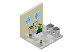 Isometric Office Room - Vector Image