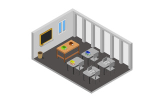 Isometric School Room - Vector Image