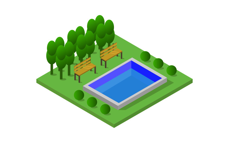 Isometric Swimming Pool - Vector Image Vector Graphic