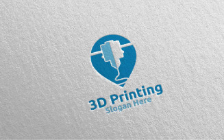 Pin Locator 3D Printing Company Design Logo Template