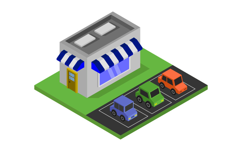 Isometric shop - Vector Image Vector Graphic