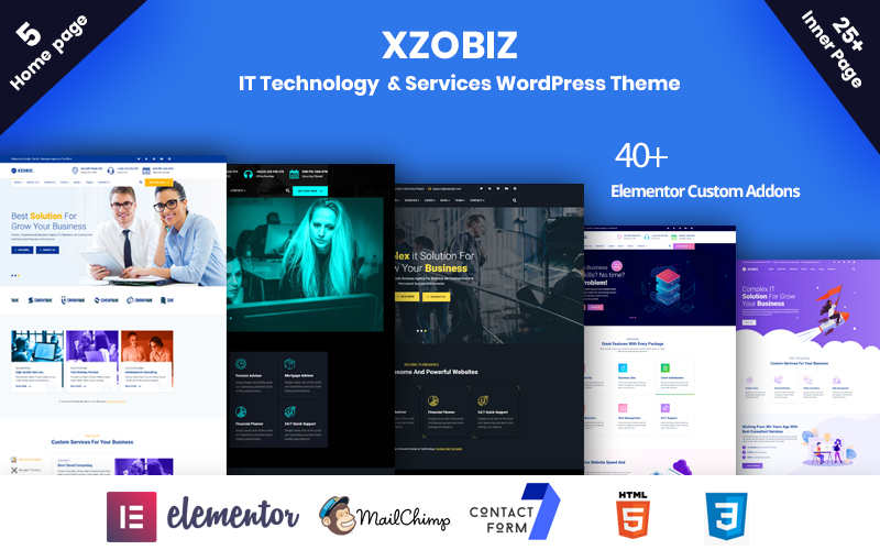 "Xzobiz - IT Technology & Services WordPress Theme" Responsive WordPress thema №102885