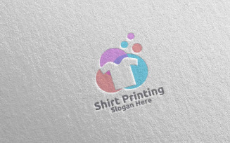 Bubble T shirt Printing Company Vector Design Logo Template