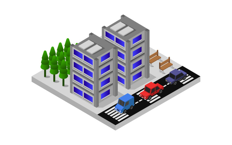 Isometric and geometric city - Vector Image Vector Graphic