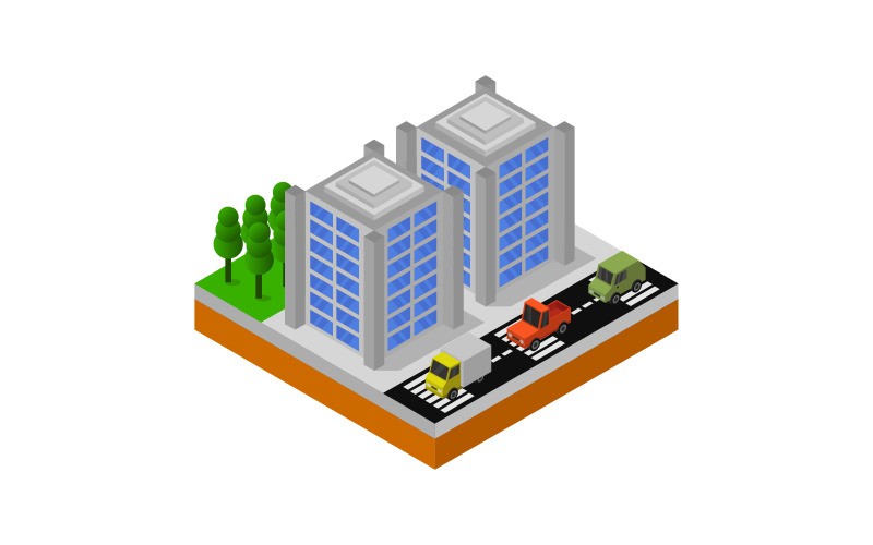 Isometric and geometric city - Vector Image Vector Graphic