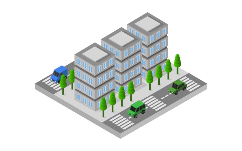 Isometric city on background - Vector Image Vector Graphic
