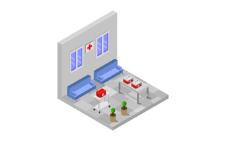 Isometric hospital room on a white background - Vector Image