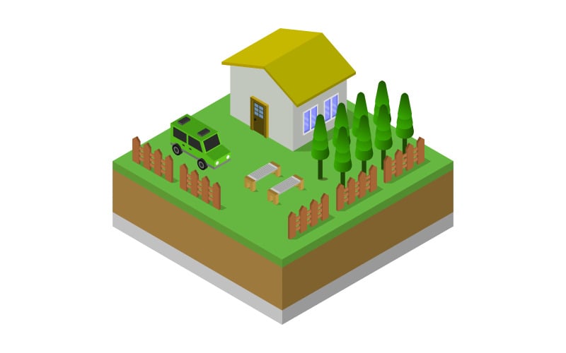 Isometric house on a white background - Vector Image Vector Graphic