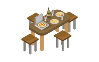 Isometric kitchen table on a white background - Vector Image