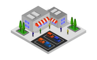 Isometric market on a white background - Vector Image