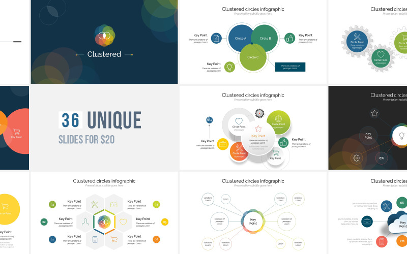 Clustered Info graphic PowerPoint template PowerPoint Template