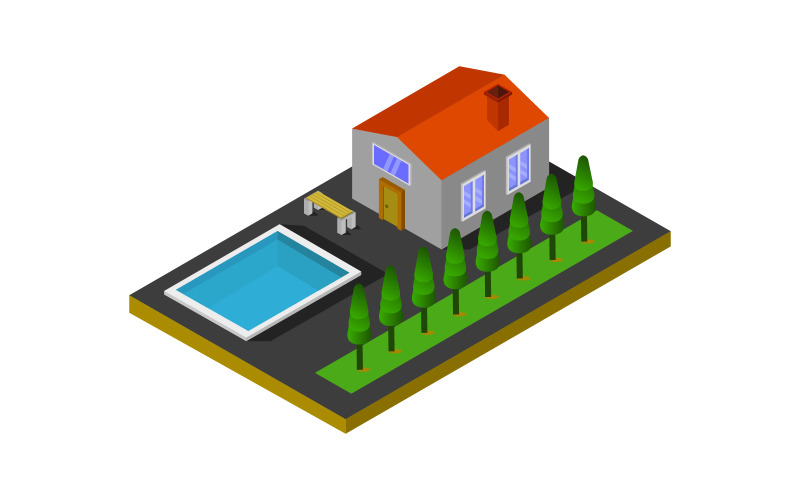 Isometric house on a white background - Vector Image Vector Graphic
