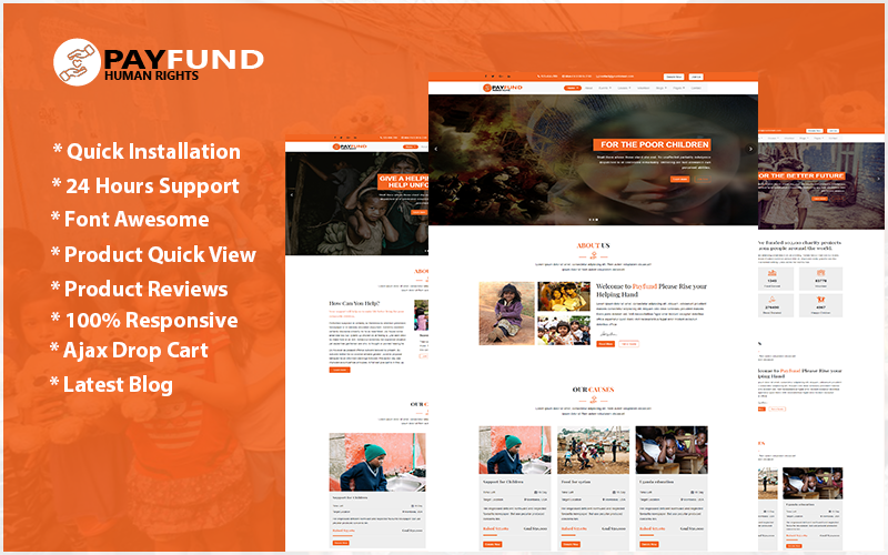 "Payfund - Charity Nonprofit Organization" 响应式网页模板 #103096