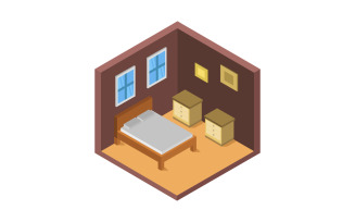 Room with isometric bed - Vector Image