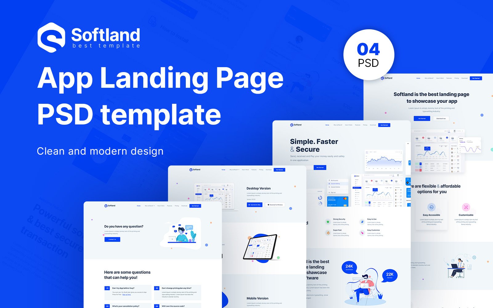 Softland- Software Store Template Photoshop №103094