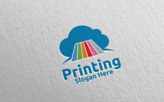 Cloud Printing Company Vector Design Concept Logo Template