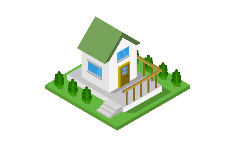Colorful isometric house - Vector Image Vector Graphic