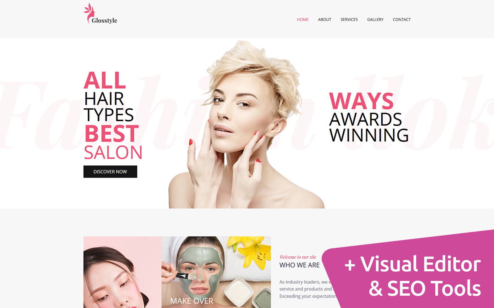 "Glosstyle - Beauty Salon" modèle Moto CMS 3 adaptatif #103103