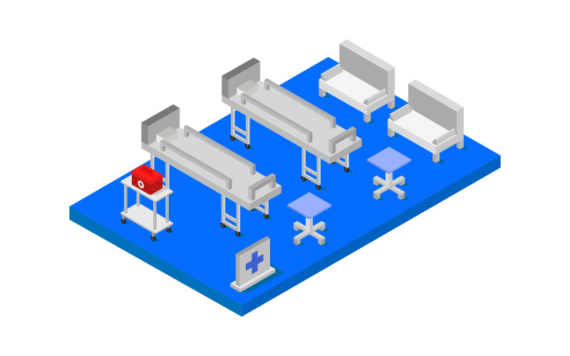 Isometric hospital room - Vector Image Vector Graphic