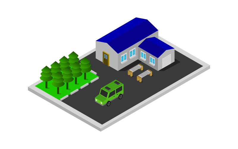 Isometric House on White Background - Vector Image Vector Graphic