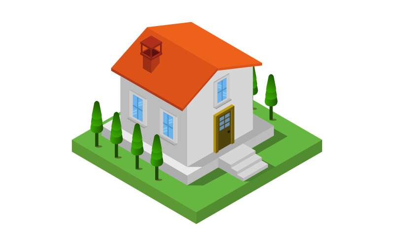 Isometric House - Vector Image Vector Graphic