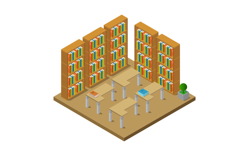 Isometric library on background - Vector Image Vector Graphic