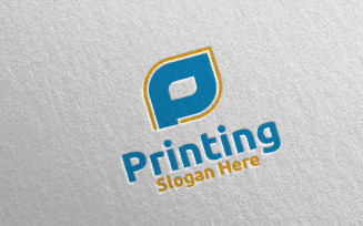 Letter P Printing Company Design Concept Logo Template