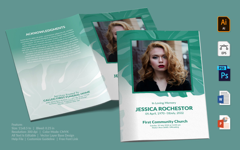 Printable Funeral Program - Corporate Identity Template