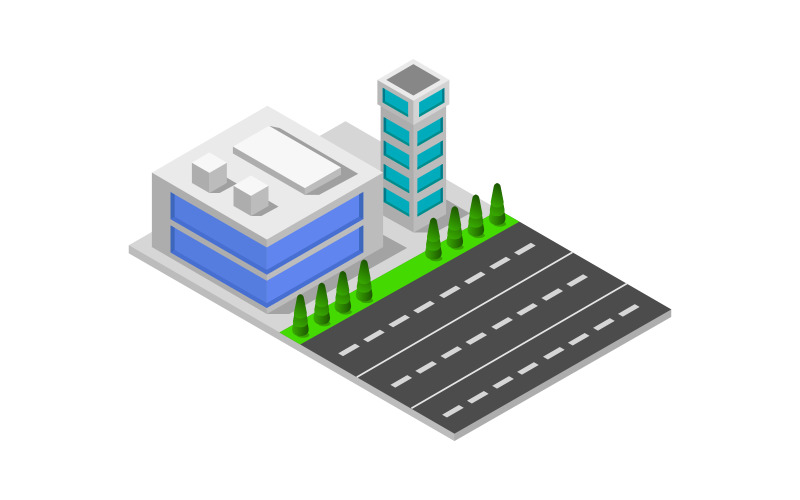 Isometric airport on white background - Vector Image Vector Graphic
