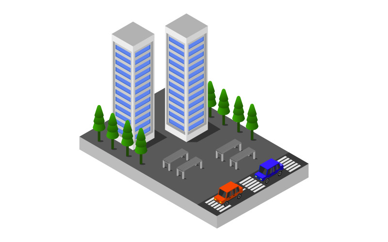 Isometric and colorful skyscraper - Vector Image Vector Graphic