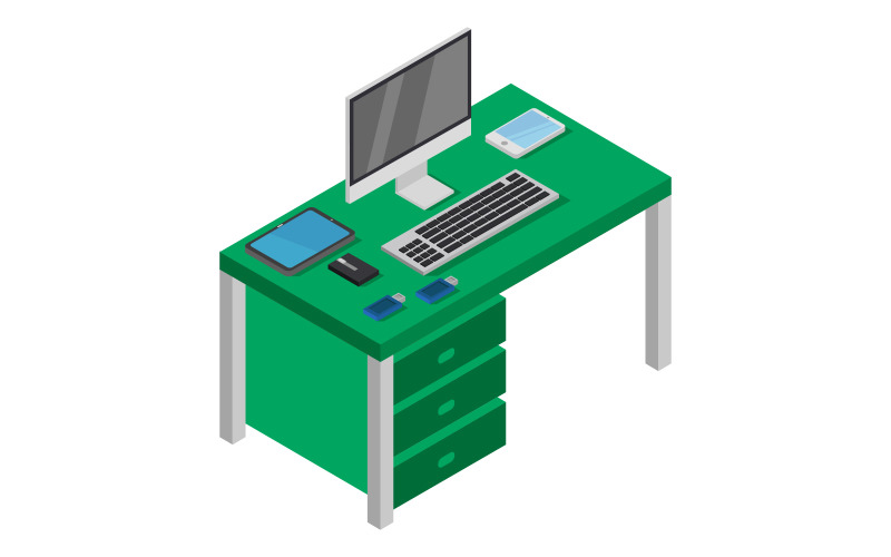 Isometric and geometric desk - Vector Image Vector Graphic