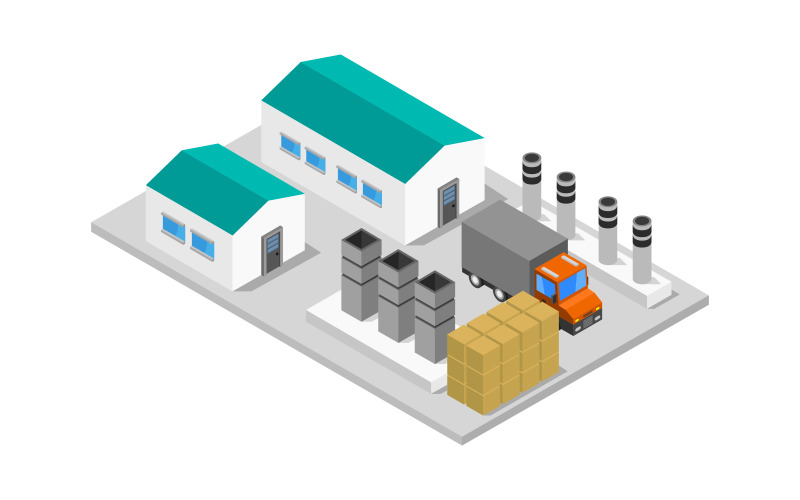 Isometric industry on background - Vector Image Vector Graphic