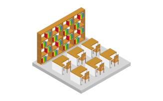 Isometric library - Vector Image